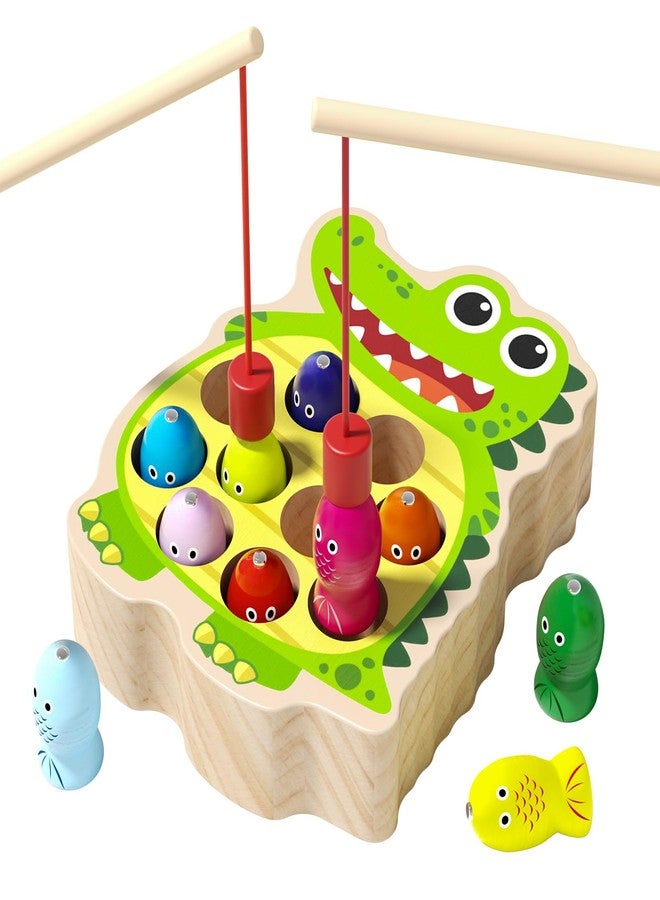 edutree Magnetic Wooden Fishing Toy for Toddlers 2-4, Crocodile Montessori Toys for 2 3 4 Year Old, Fine Motor Skills Early Educational Learning Toy for Kids Boys Girls - Image 1